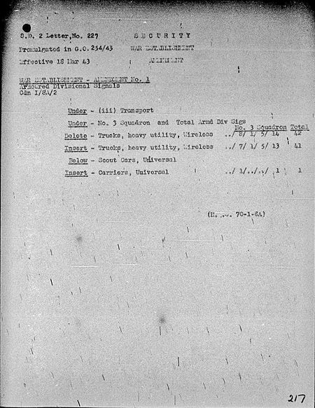 Armoured Divisional Signals WE I 8A 2 - Amendment 1 - page 1.jpg